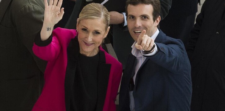 Cristina Cifuentes con Pablo Casado en el acto de presentación del programa autonómico