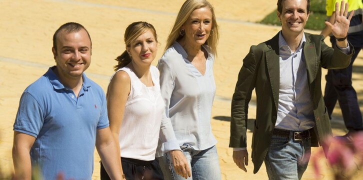 Pablo Casado, Cristina Cifuentes, Ángel Carromero y Ana Isabel Pérez, en la clausura del Campus de Verano de NNGG Madrid