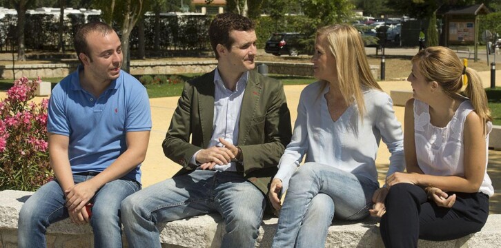 Pablo Casado, Cristina Cifuentes, Ángel Carromero y Ana Isabel Pérez, en la clausura del Campus de Verano de NNGG Madrid