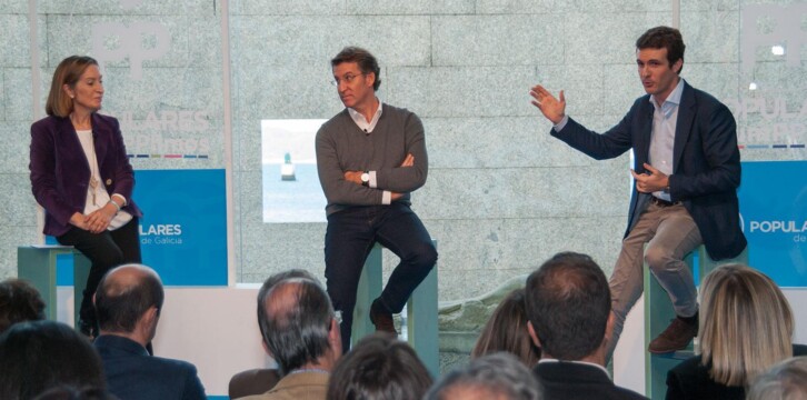 Pablo Casado, Ana Pastor, y Alberto Núñez Feijóo participan en el acto 