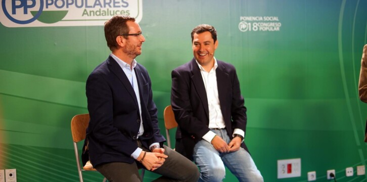 Javier Maroto y Juanma Moreno durante la presentación de la Ponencia Social del 18 Congreso Nacional del PP