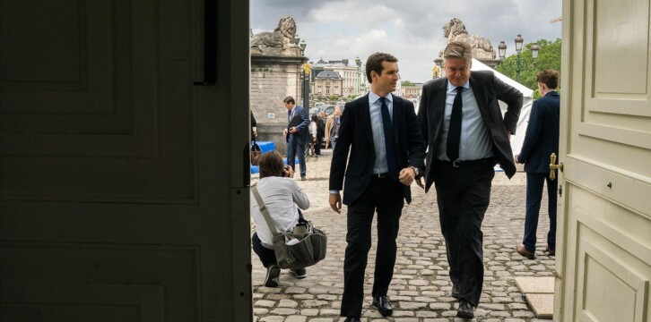 Pablo Casado y Antonio López-Isturiz, a su llegada a la reunión del PPE en Bruselas