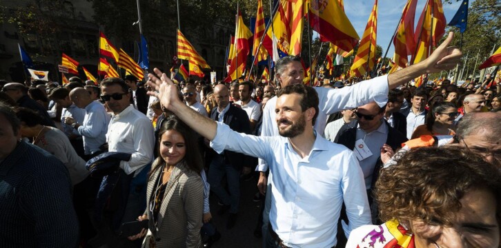 Pablo Casado, en la manifestación de Sociedad Civil Catalana