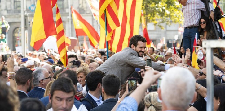 Pablo Casado, en la manifestación de Sociedad Civil Catalana