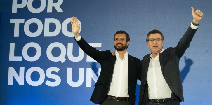 Pablo Casado y Alberto Núñez Feijóo, en Lalín