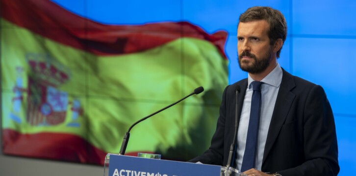 El presidente del Partido Popular, Pablo Casado, en su intervención ante la Junta Directiva Nacional