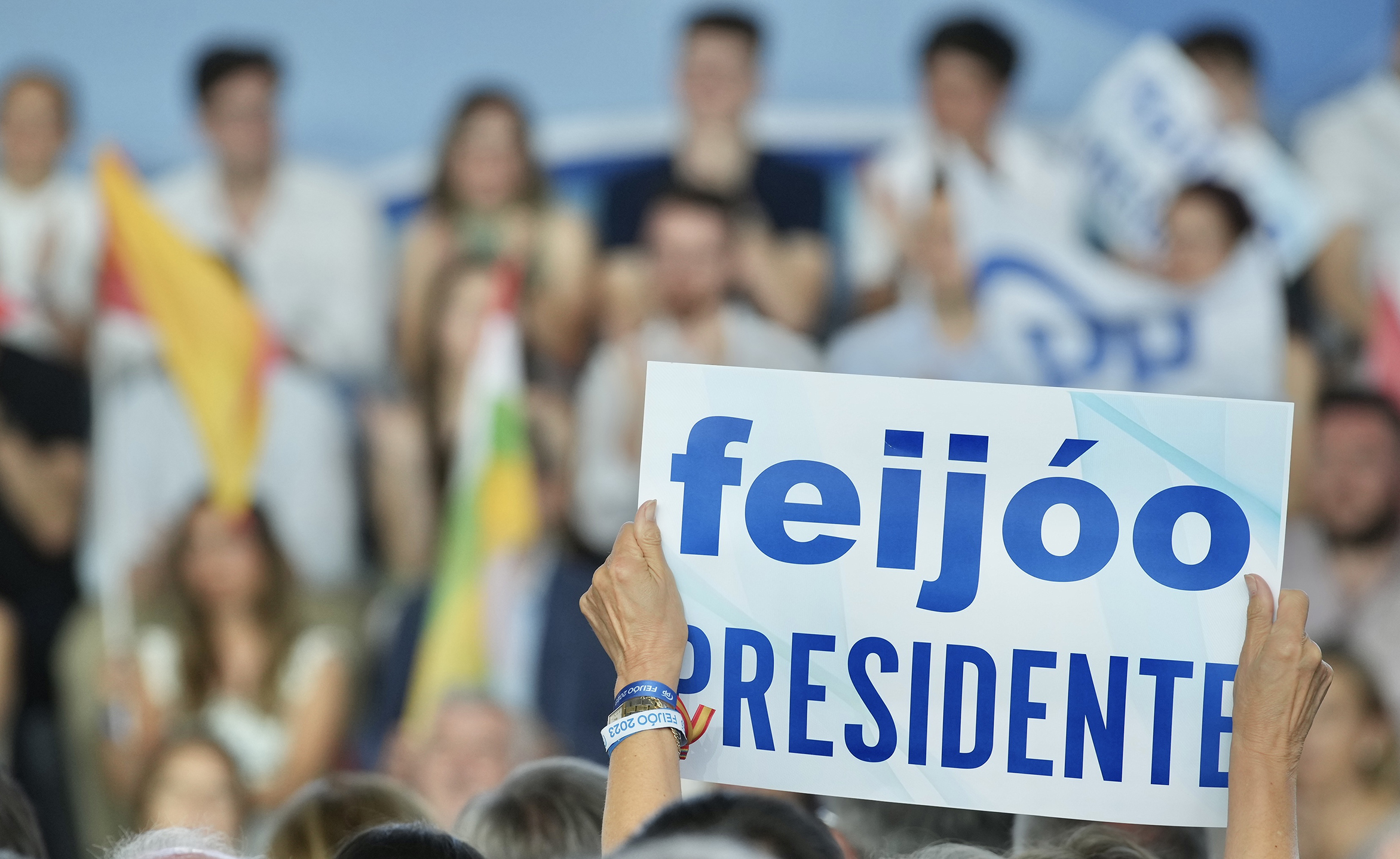 Feijóo en un mitin del PP en Logroño.