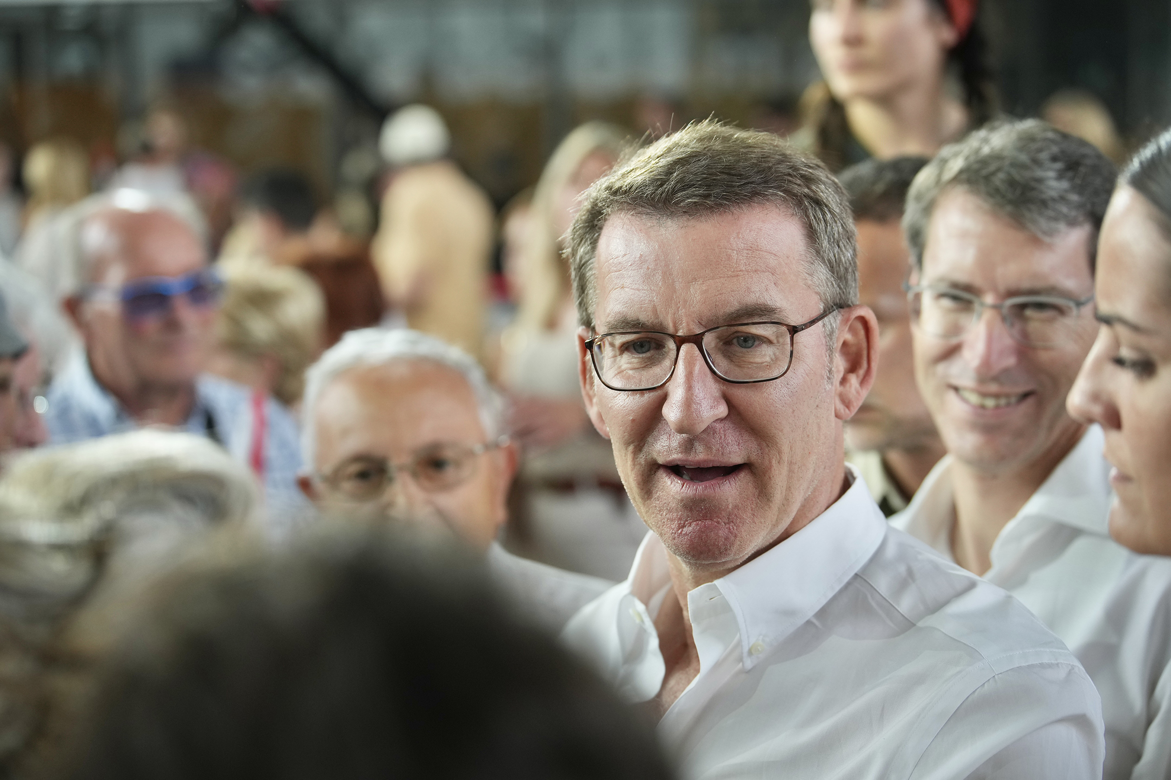 Feijóo en un mitin del PP en Logroño.