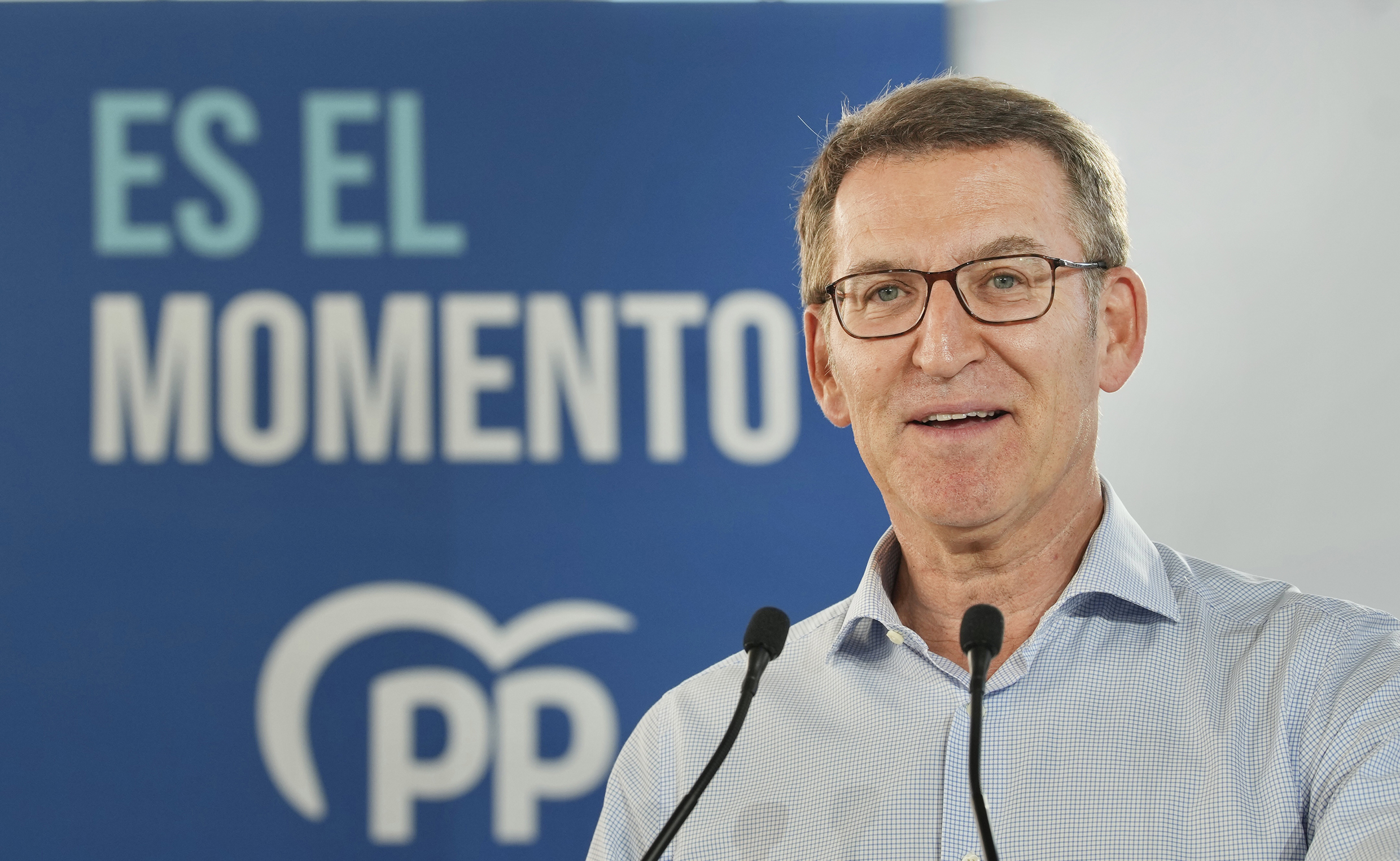 Alberto Núñez Feijóo durante el mitin celebrado en Badajoz