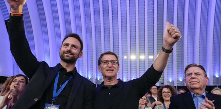Alberto Núñez Feijóo, Álvaro Queipo y Alfredo Canteli en el XVIII Congreso del PP de Asturias